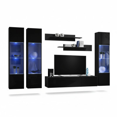 Living room set 6-piece wall unit lowboard TV stand hanging display cabinet wooden furniture