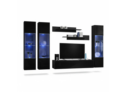 Living room set 6-piece wall unit lowboard TV stand hanging display cabinet wooden furniture