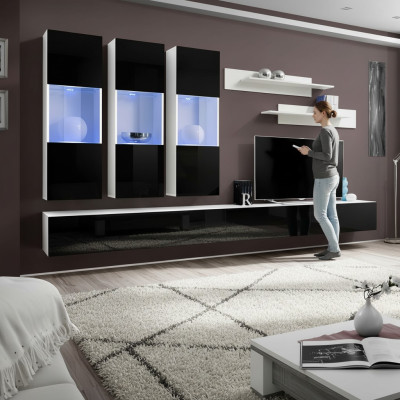 Living room modern wall unit designer wooden furniture TV stand luxury hanging showcase