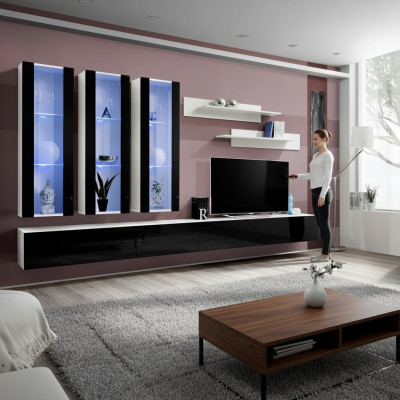 Luxury wall unit wooden furniture living room wall shelf designer hanging display cabinet new
