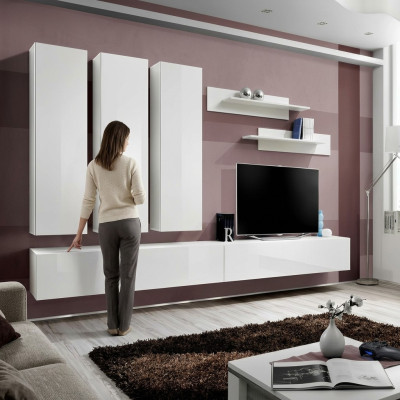 Complete wall unit wooden furniture designer living room furniture luxury wall cabinet