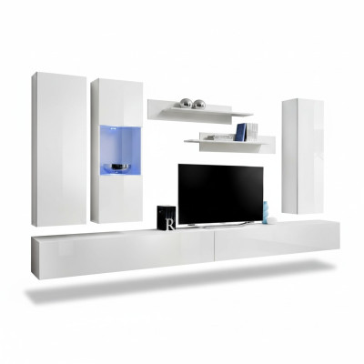 Wall unit wood living room furniture white TV stand modern design wall shelves