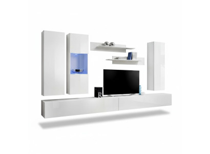 Wall unit wood living room furniture white TV stand modern design wall shelves