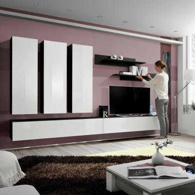 Designer furnishings luxury wall unit TV stand sideboard shelves living room furniture