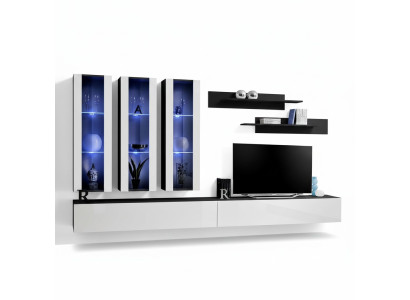 Wall unit hanging cabinet living room sideboard TV stand modern design set 7-piece.