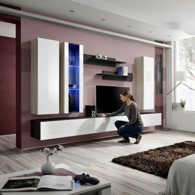 Luxury wall unit TV stand wood designer modern furniture living room new