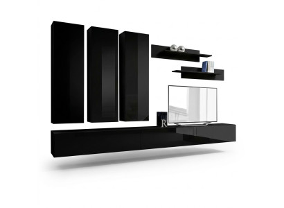 Complete set 7 pieces black living room wall cabinet wooden furniture luxury furniture new