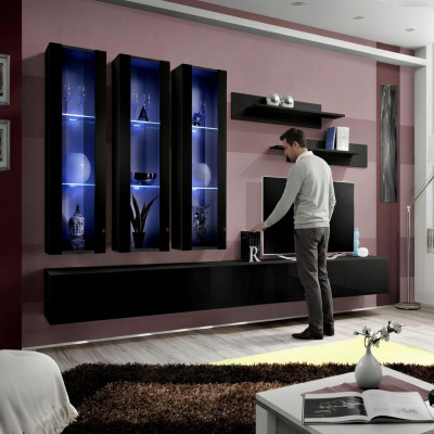 Modern design living room wall unit TV stand wood living room furniture wall shelves