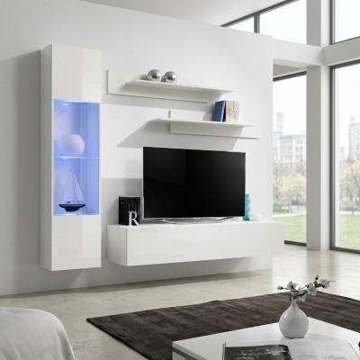 Living room furniture white wall unit designer luxury TV stand hanging display cabinets shelves