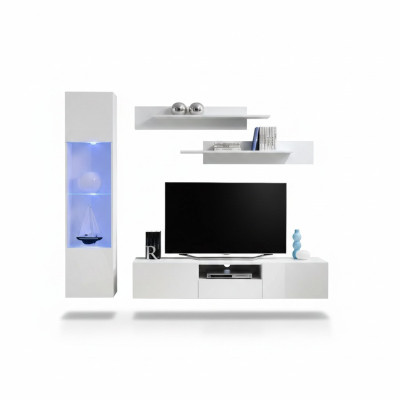Living room furniture white wall unit designer luxury TV stand hanging display cabinets shelves
