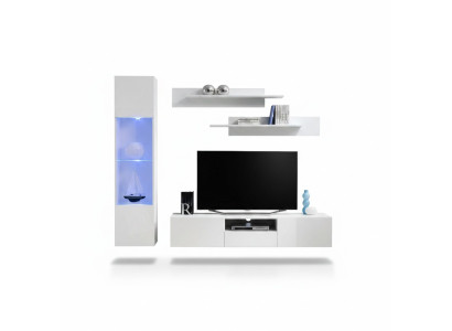 Living room furniture white wall unit designer luxury TV stand hanging display cabinets shelves