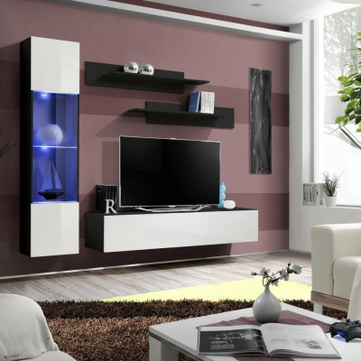 Complete set of 4-piece designer luxury living room furniture wall shelf hanging display cabinet furniture