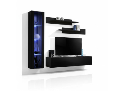 Living room furniture black complete set wall unit designer hanging display cabinet furniture