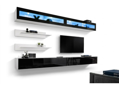 Wall unit set 6-piece luxury living room TV stand wall shelf design furnishing