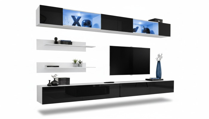 Living Room Set 6 pcs Luxury Wall Unit Wall Cabinet 2x TV Stands Design Furniture