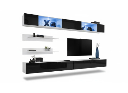 Living Room Set 6 pcs Luxury Wall Unit Wall Cabinet 2x TV Stands Design Furniture