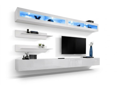 Modern living room set 6 pieces 2x TV stands design wall cabinet new wood furniture
