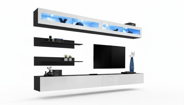 Living room wall unit set, wall cabinet, lowboard, wall shelf, TV stand, new