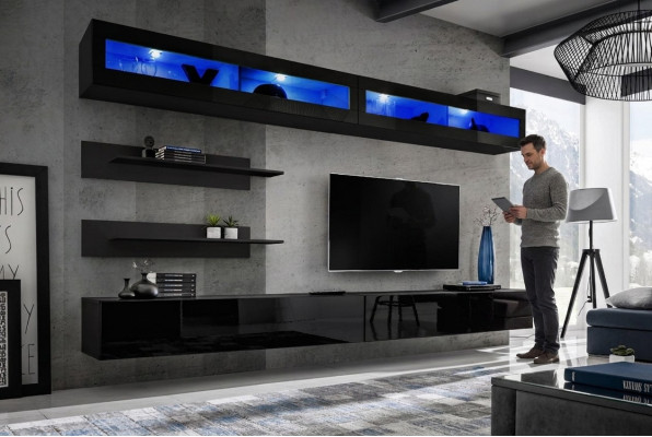 Living room 2x wall cabinet set wall unit wooden furniture TV stand new