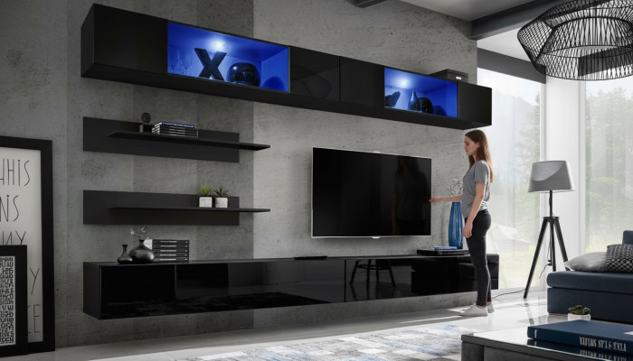 Living room furniture set, living room TV stand, wall cabinet 6-piece. Living room wall unit furnishings.