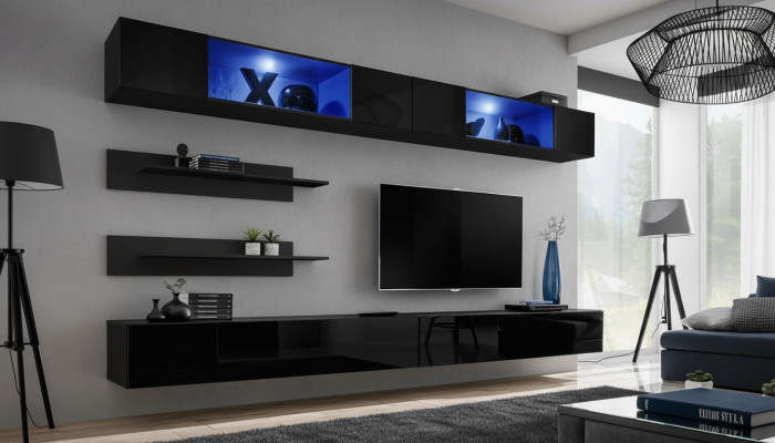 Living room furniture set, living room TV stand, wall cabinet 6-piece. Living room wall unit furnishings.