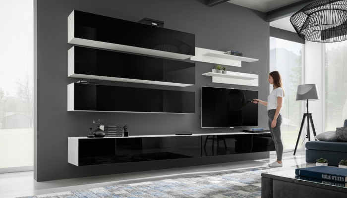 Set of 7 pcs Designer Living Room Wall Unit Cabinet Sideboard TV Stand New
