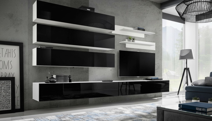 Set of 7 pcs Designer Living Room Wall Unit Cabinet Sideboard TV Stand New