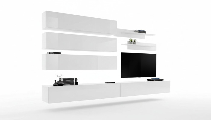 Designer Living Room Set Wall Shelves Wall Unit Shelf TV-Stand Set 7 Pieces.