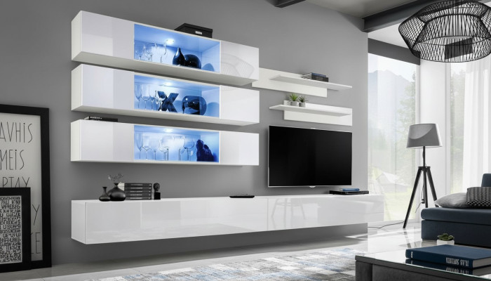 Designer Set 7-piece Living Room Wall Luxury Wall Cabinet Living Room Wooden Furniture Einrichtung