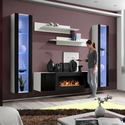 Luxury living room wall unit TV stand sideboard wooden designer living room hanging display cabinet furniture
