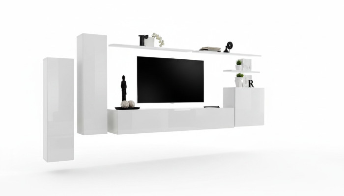Living room wall unit set 7-piece sideboard wall shelf white TV stand wall cabinet