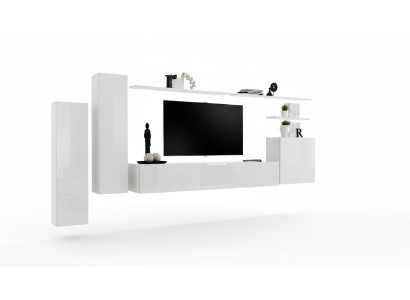 Living room wall unit set 7-piece sideboard wall shelf white TV stand wall cabinet