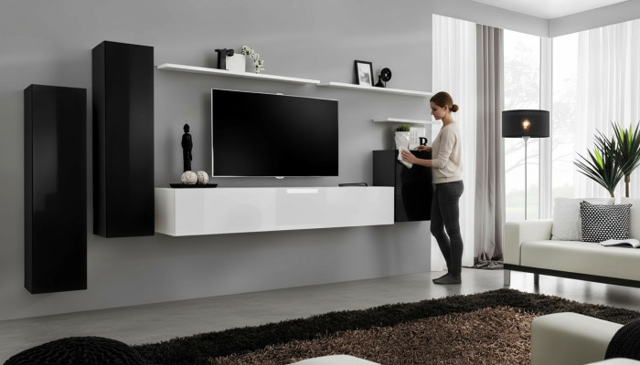 Wall unit set 7-piece TV stand luxury designer sideboard living room wall shelf new