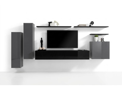 Luxury living room modern designer furniture gray wall unit TV stand wall shelf