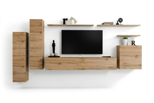 Brown wall unit living room furniture modern wall shelves designer style new TV stand
