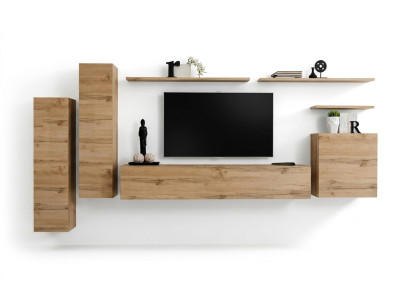 Brown wall unit living room furniture modern wall shelves designer style new TV stand