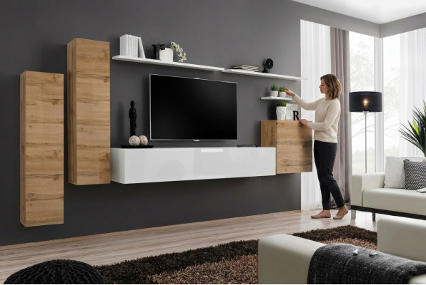 Living room wall unit 7-piece set TV stand new shelf luxury modern design furniture