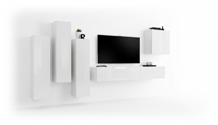 Living room set luxury white wall unit wooden furniture TV stand