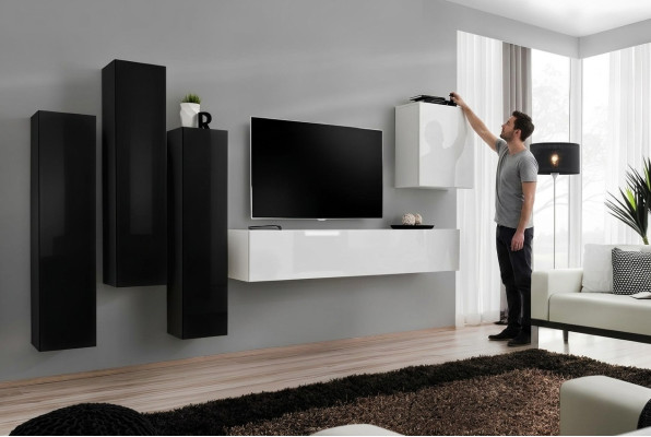 Living room set complete with wall unit lowboard TV stand wooden furniture