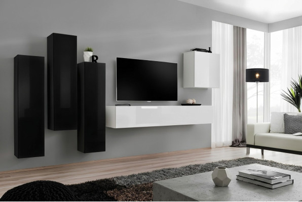 Living room set complete with wall unit lowboard TV stand wooden furniture