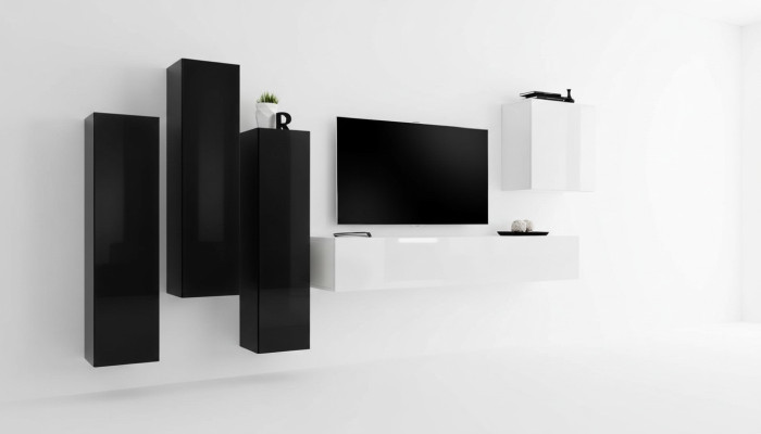 Living room set complete with wall unit lowboard TV stand wooden furniture
