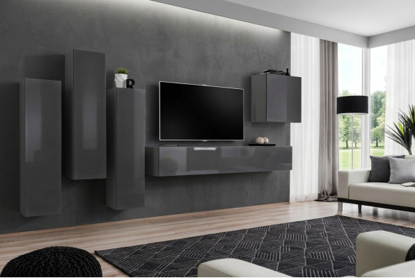 Modern wall unit living room TV stand living room set 5-piece TV stand