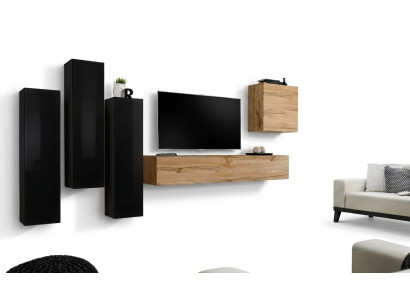 Black Living Room Complete Set Sideboard TV Cabinet Wall Decor Luxury Furniture