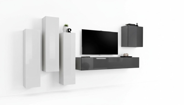 Living room set complete with sofa wall unit gray sideboard TV stand wall cabinet