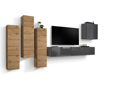 Luxury Set Wall Unit 5-piece. Living Room Furniture RTV Wall Cabinet Gray Furniture
