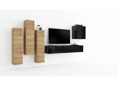 Wall unit, wall cabinet, TV furniture, living room furnishing, TV stand, modern black