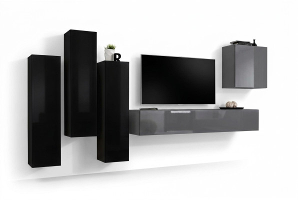 Gray TV stand sideboard luxury wall unit living room furniture modern complete