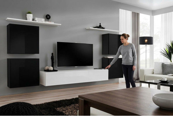 Modern complete living room wall unit set luxury wall cabinet wall shelf