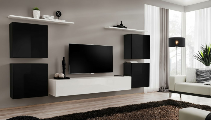 Modern complete living room wall unit set luxury wall cabinet wall shelf
