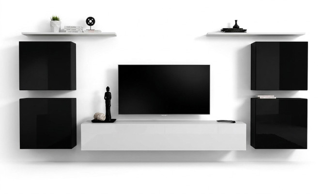 Modern complete living room wall unit set luxury wall cabinet wall shelf